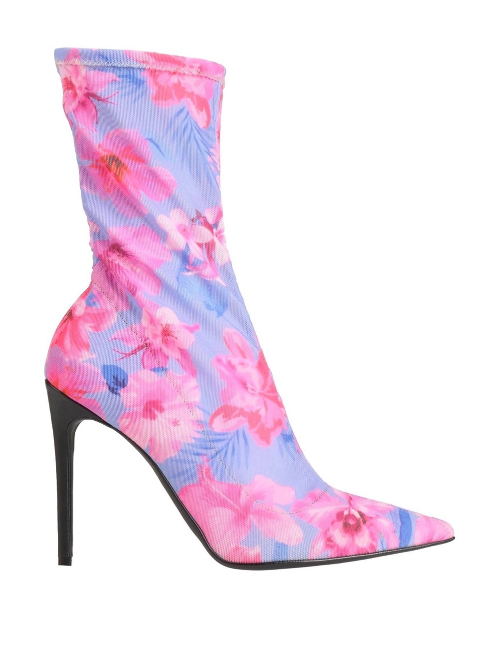 PINKO Hawaiian Floral Sock Ankle Boots Stiletto Heels Lilac Pink Size 9 EU 39